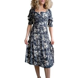 Ba&sh Whimsical Fairy Cottage Floral Print Pleated Midi Dress